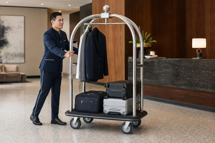 Bellman Carts for hotel bell, concierge, and luggage handling operations