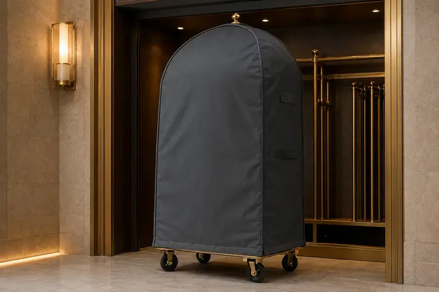 Luggage-Cart Covers for hotel bell, concierge, and luggage handling operations