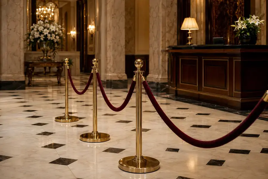 Rope Barriers for hotel bell, concierge, and luggage handling operations