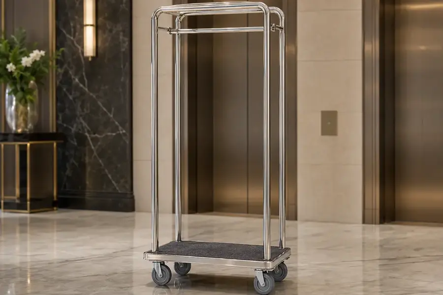 Narrow bellman cart selected for restricted hotel routes