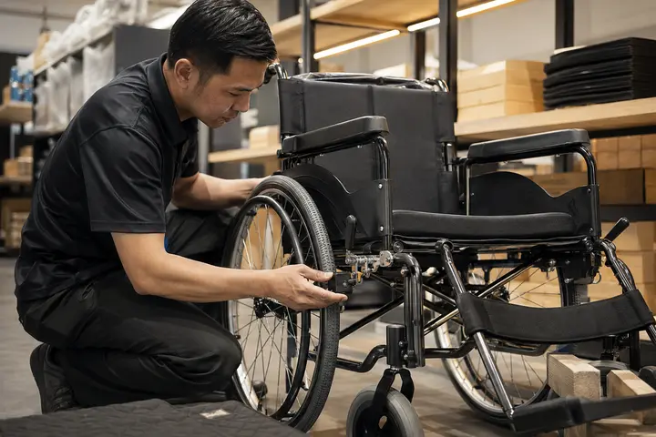 Accessibility equipment inspected against a product checklist
