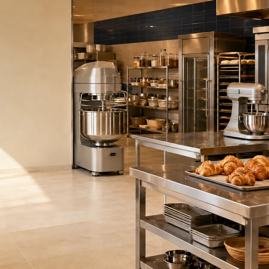 Professional hotel bakery with commercial ovens