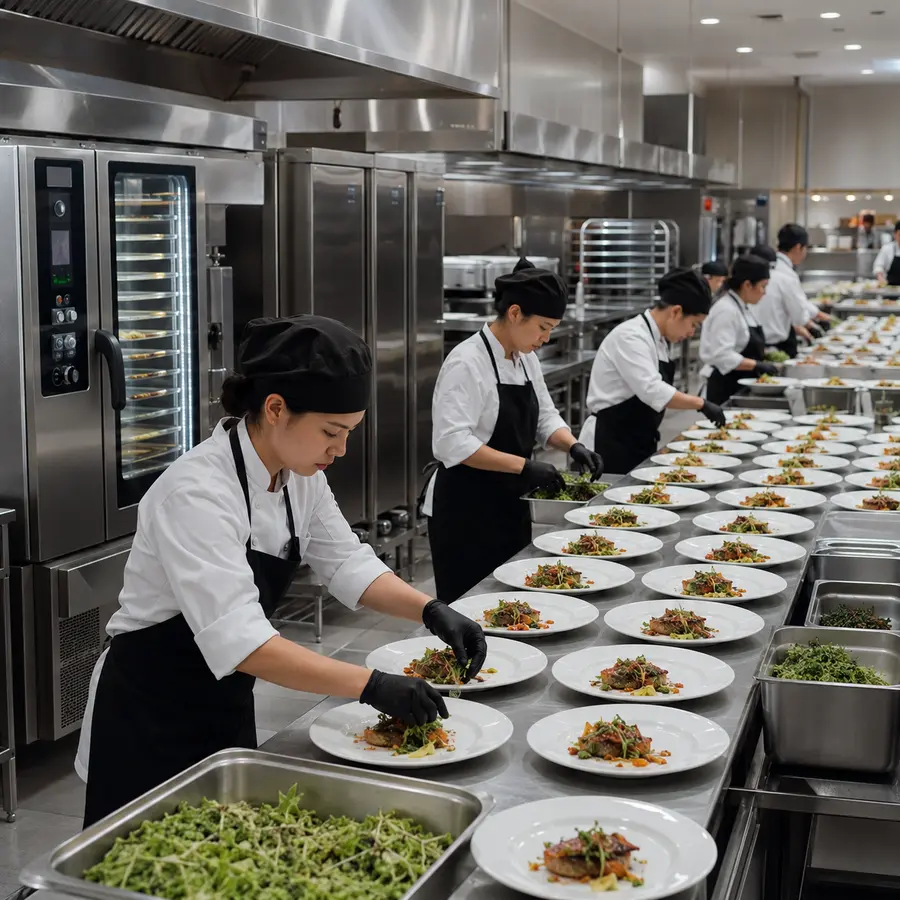 Large-volume hotel pastry production for banquet service