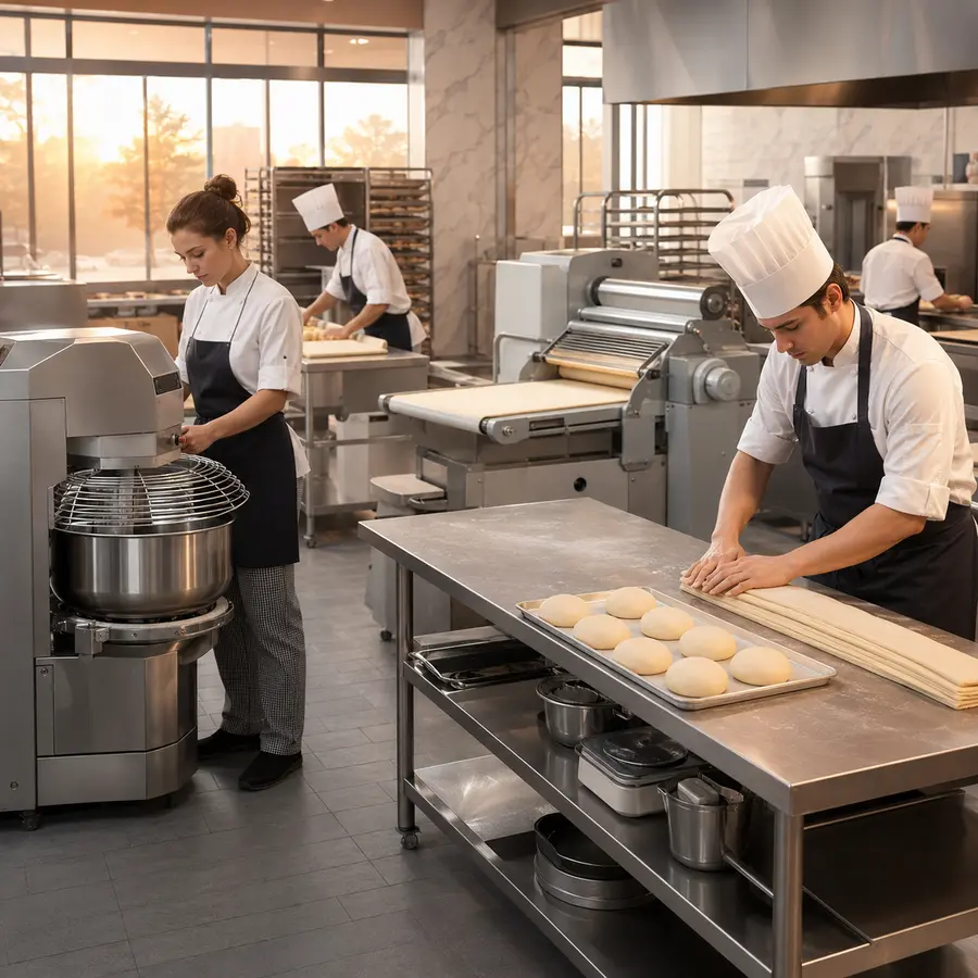 Compact professional bakery with space-saving equipment