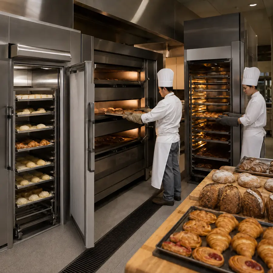 Bakery ovens and pan racks staged for project delivery