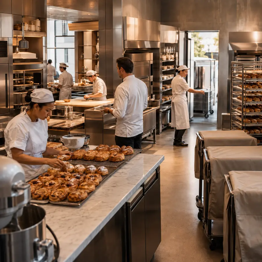 High-volume commercial bakery production