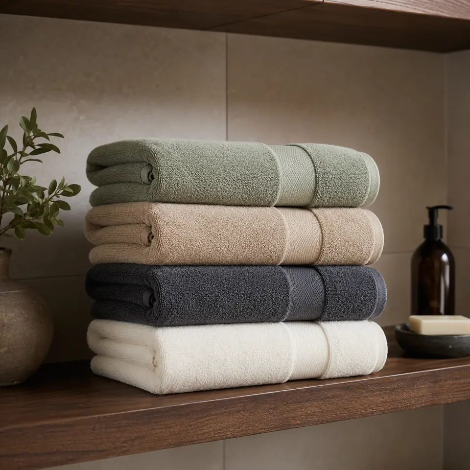 Coordinated custom-color hotel towels