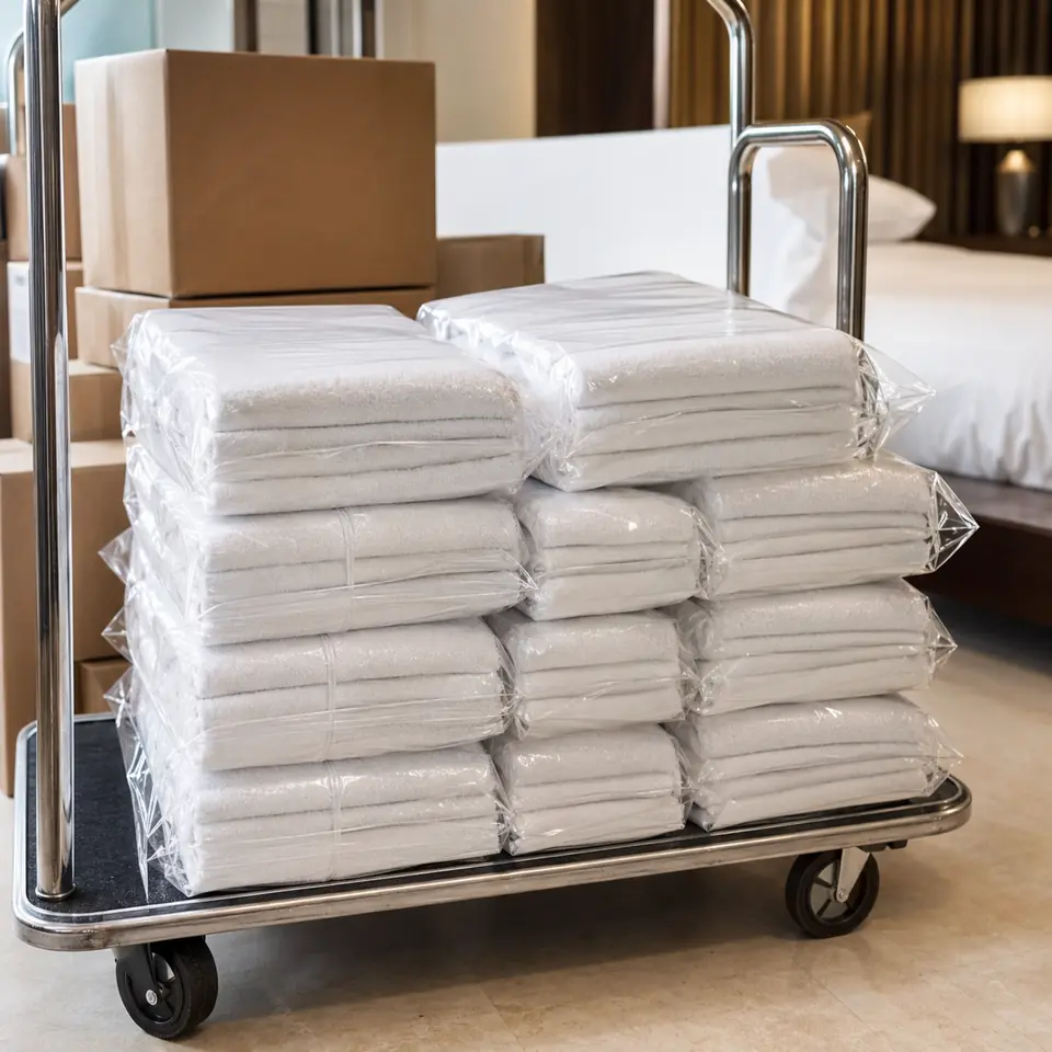 Hygienically protected hotel towel bundles