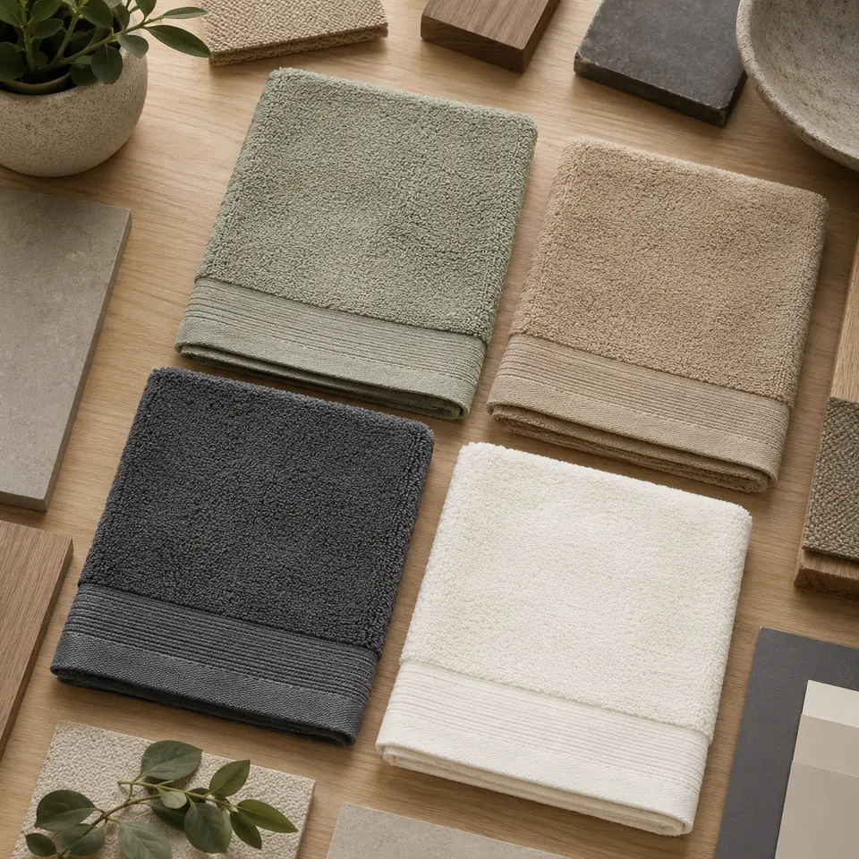 Hospitality towel color samples reviewed for a renovation