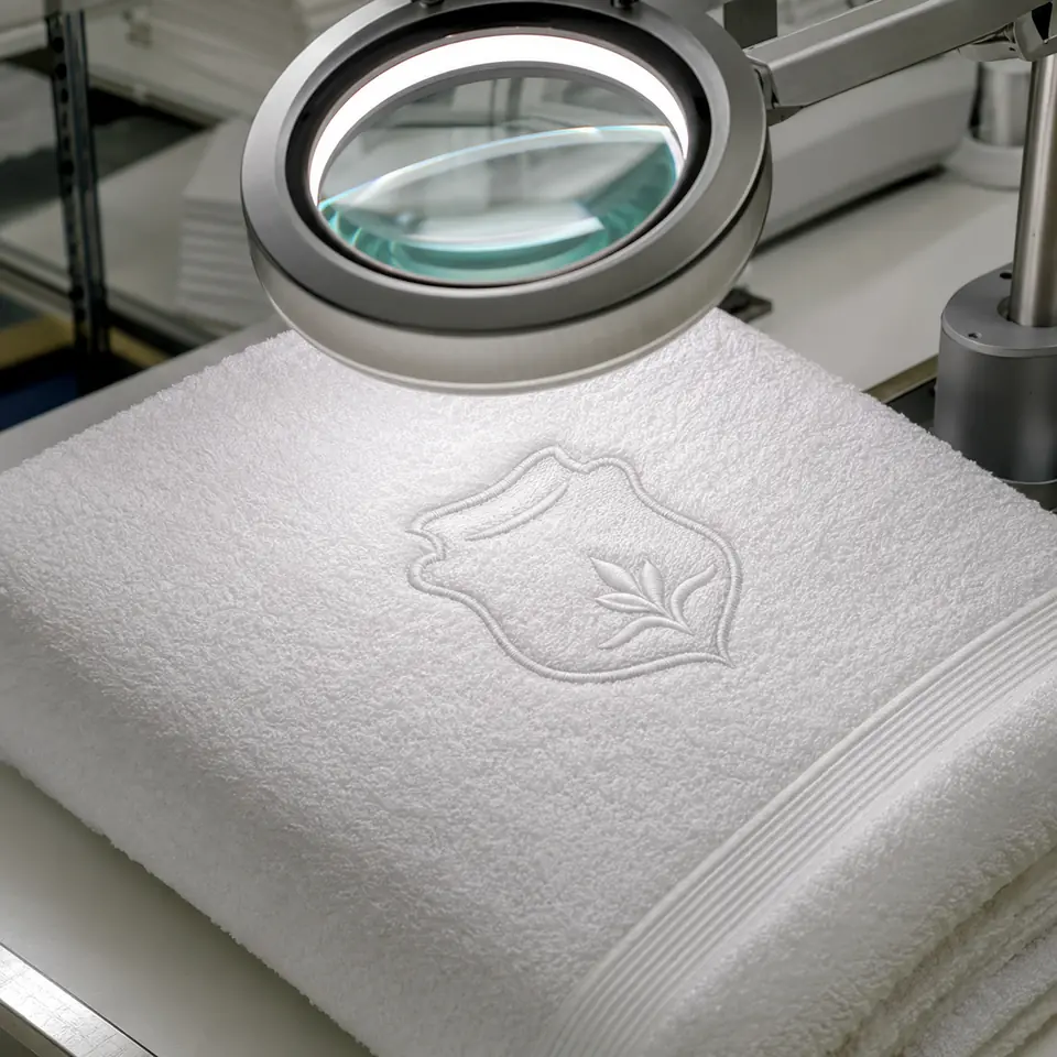 Hotel towel embroidery sample under approval