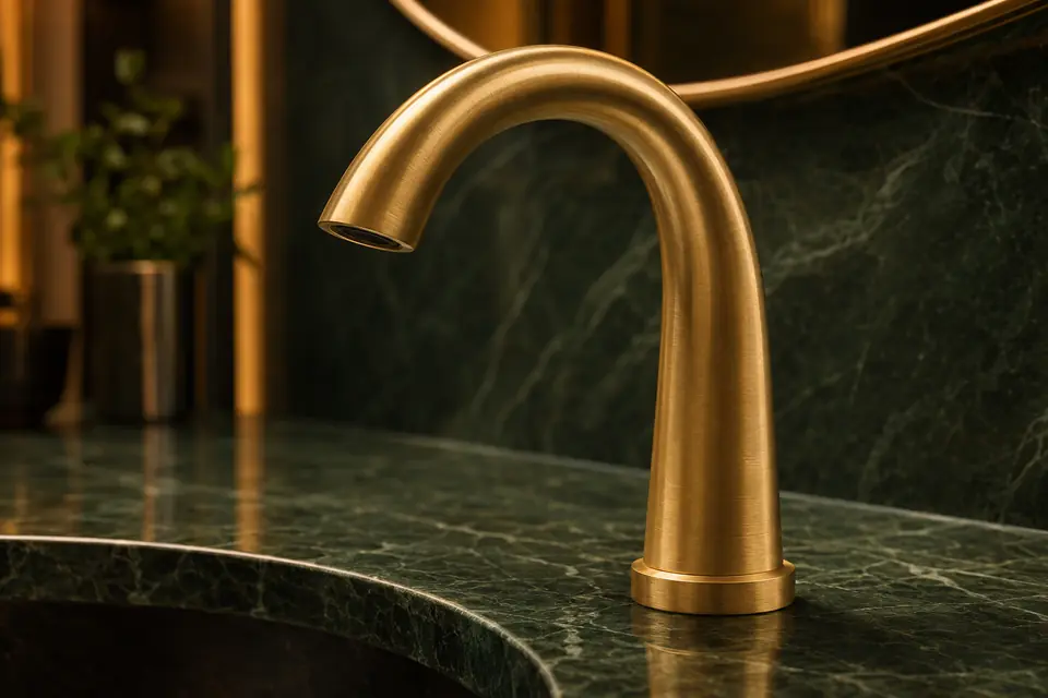 Brushed Brass for hotel bathroom fixtures and accessories