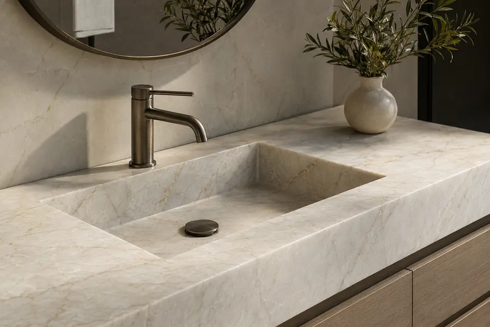Stone & Solid Surface for hotel bathroom fixtures and accessories