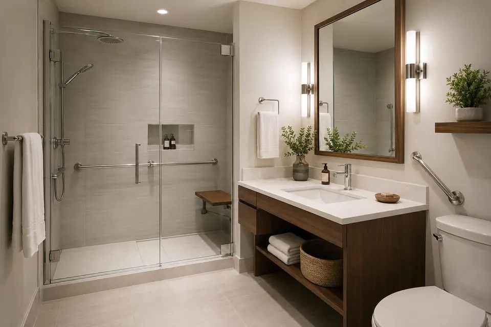 Hotel bathroom mockup room for fixture and finish approval
