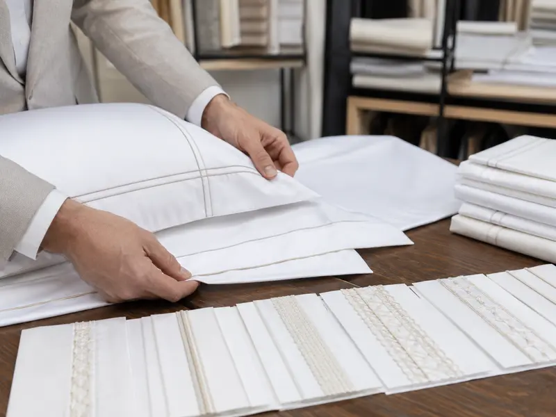 Custom finishing options for hotel bedding and decorative linens