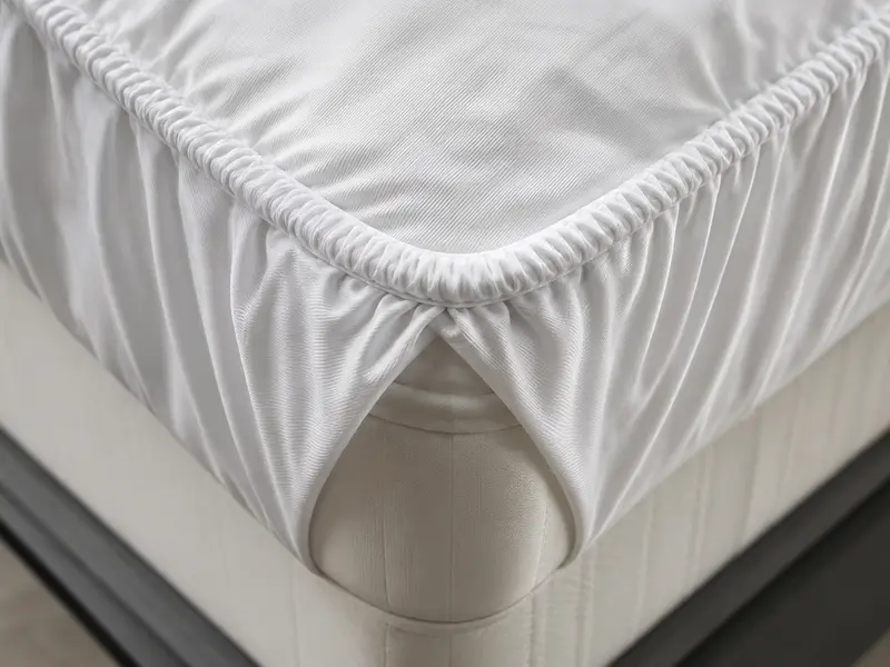 Deep-pocket fitted sheet elastic detail