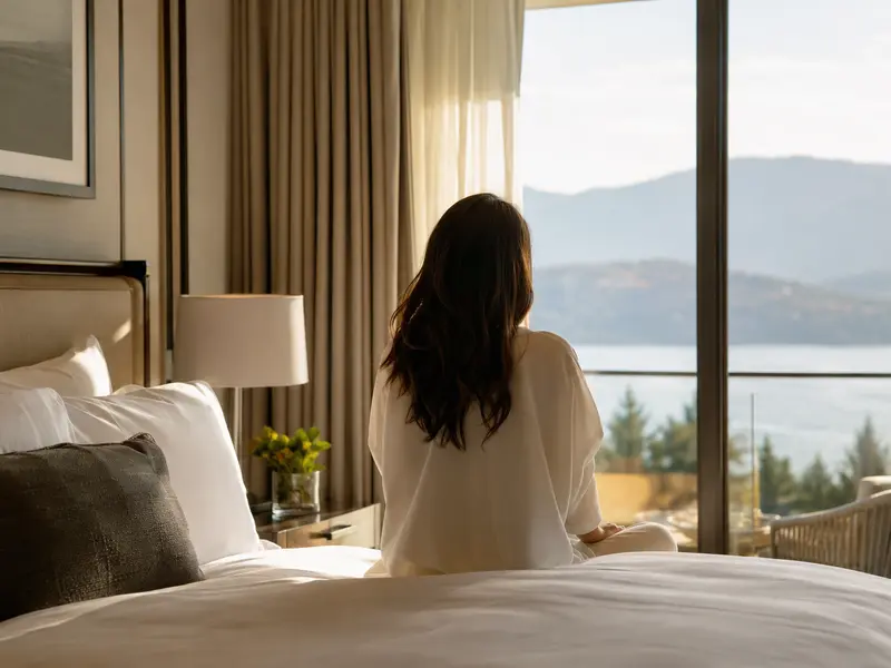 Guest enjoying the comfort of fresh hotel bedding