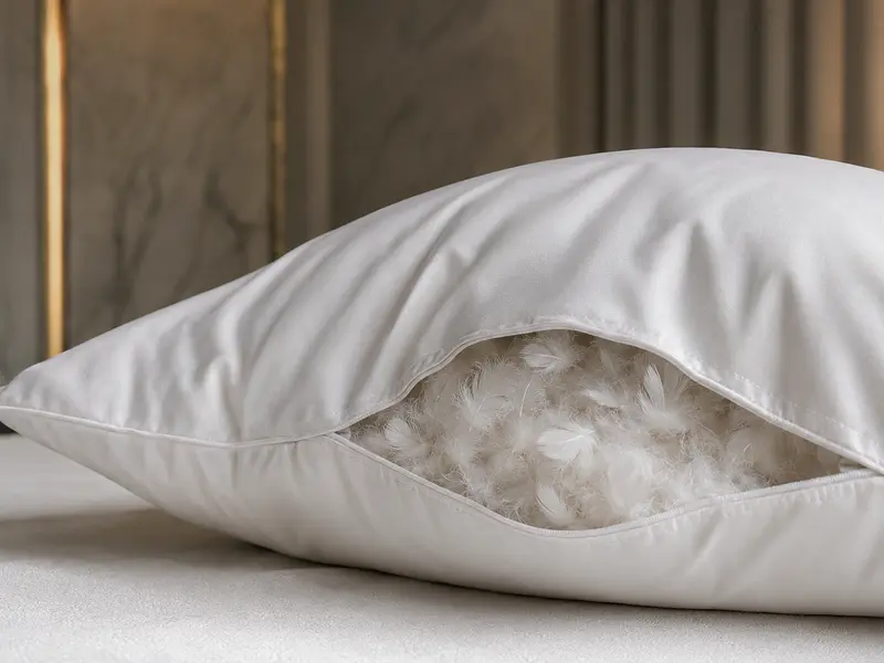 Natural feather and down fill for hotel bedding