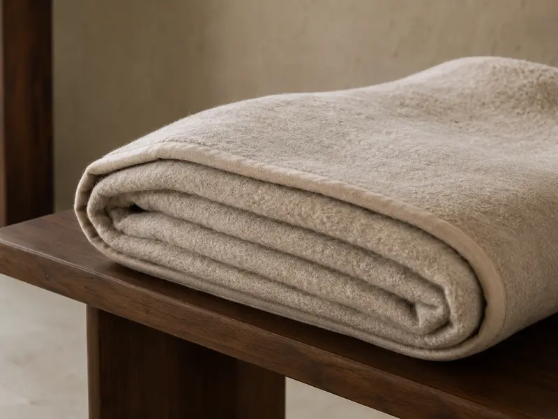 Textured wool blend blanket material for hotels