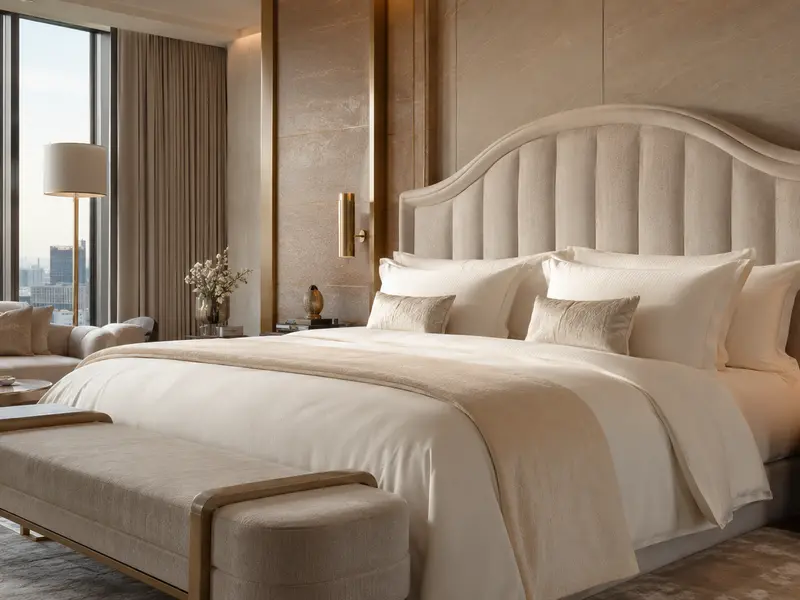Luxury hotel suite with a coordinated bedding package