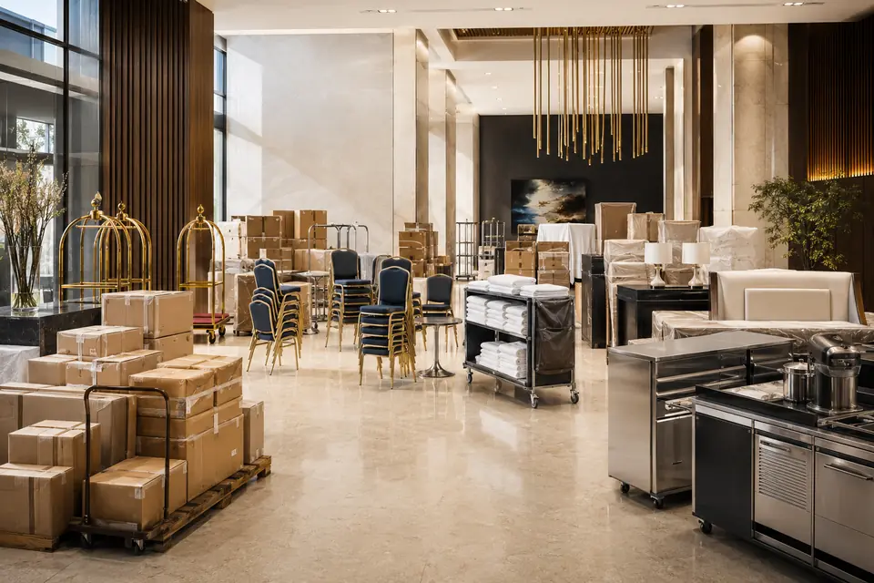 Coordinated branded and printed supplies prepared for a new hotel opening