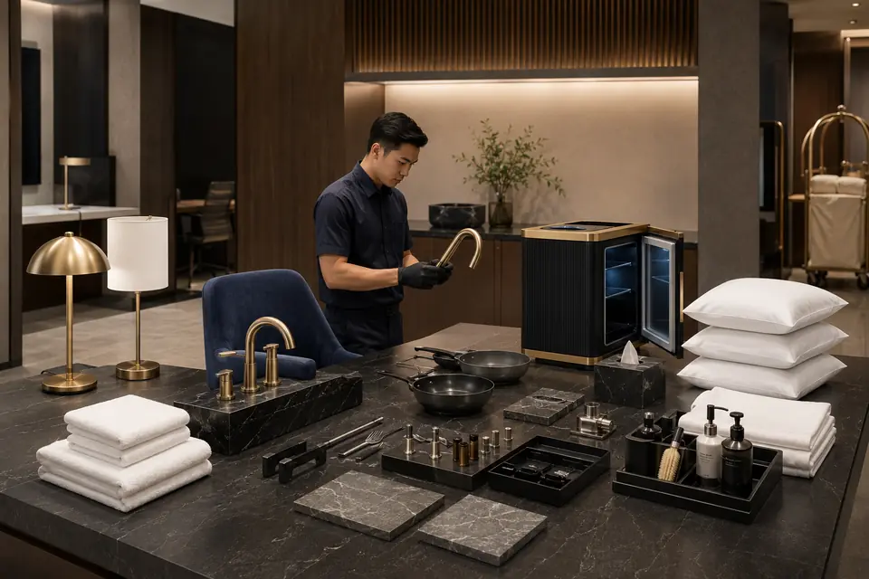 Quality inspection of replacement hospitality products and finishes