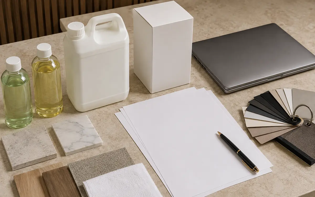 Cleaning chemical samples and specification materials prepared for an RFQ