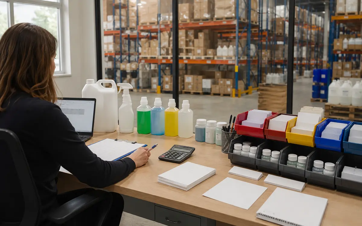 Cleaning chemical inventory and replenishment planning in a commercial warehouse office