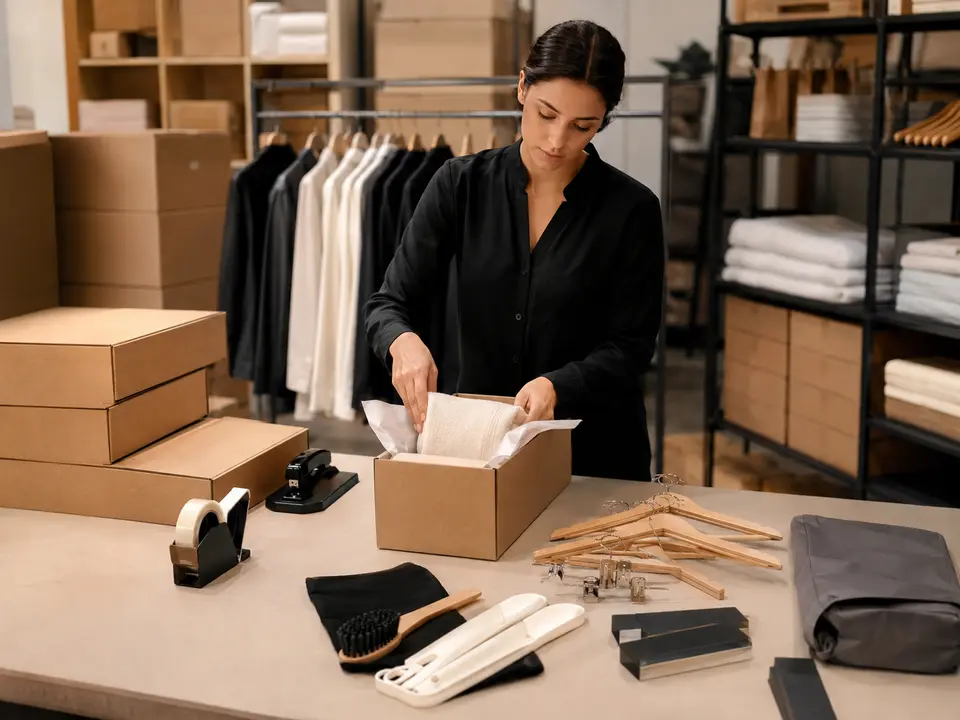 Export packaging for hotel closet and garment care products