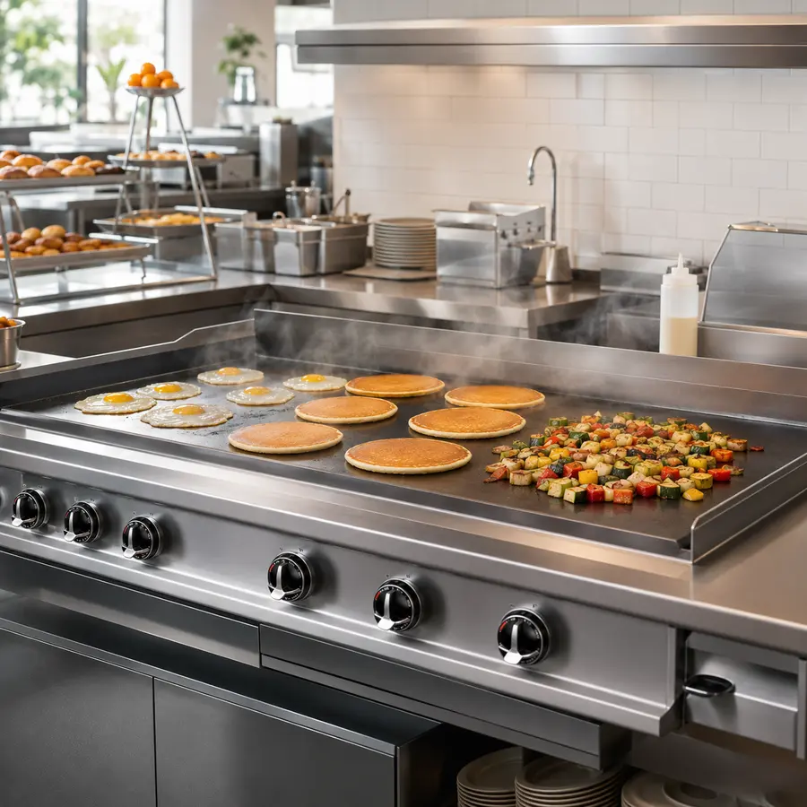Griddles for commercial hospitality kitchens