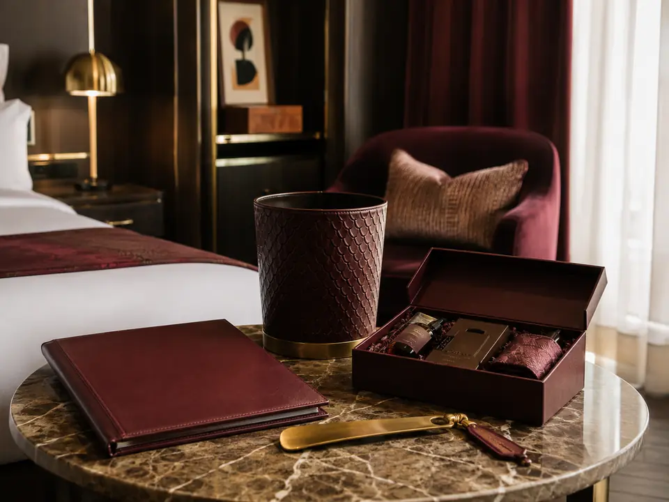 Distinctive boutique hotel suite with custom guest room details