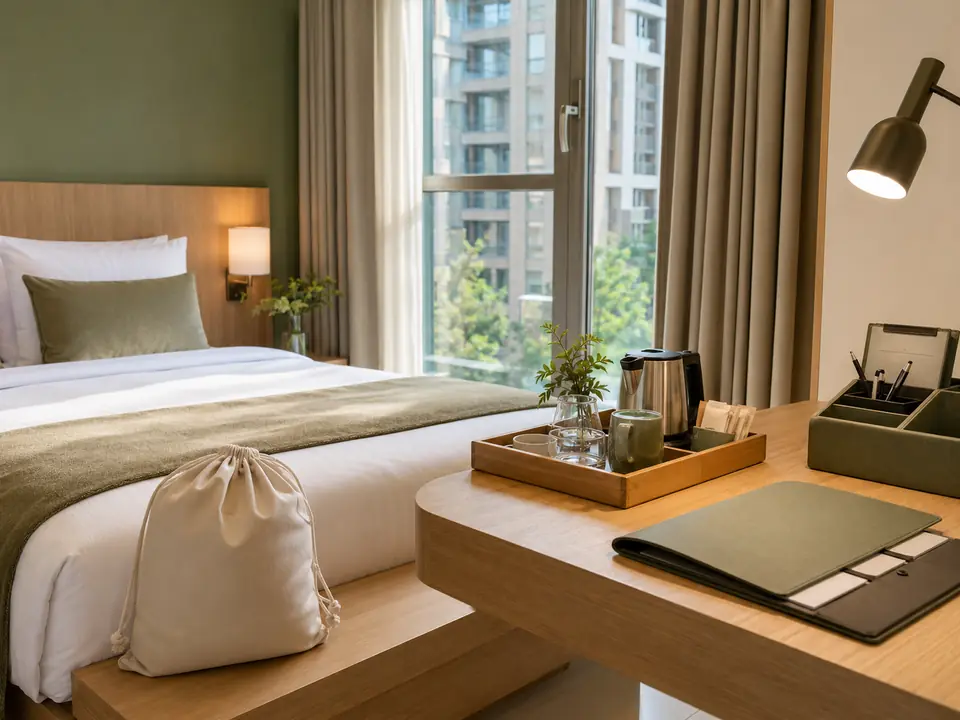 Practical serviced apartment guest room supply setup