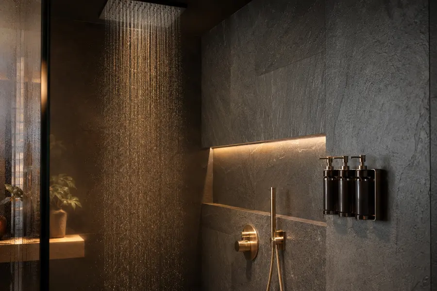 Hotel shower toiletries and dispenser experience