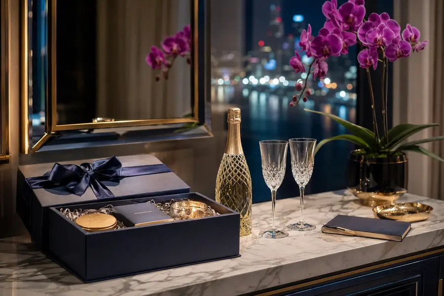 VIP hotel suite welcome amenity presentation