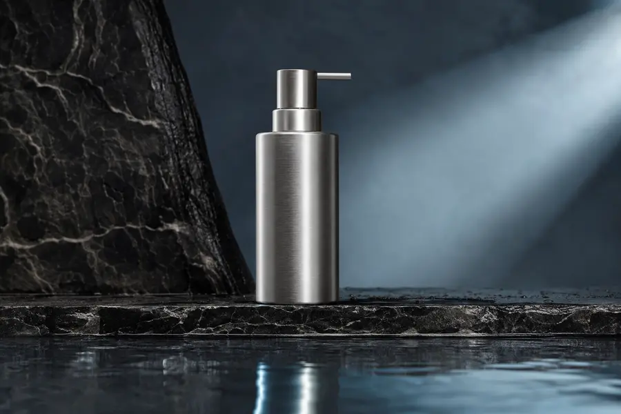 Reusable aluminum hotel amenity bottle