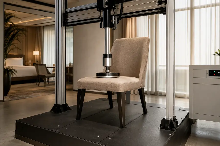 Commercial durability inspection of a contract hotel chair