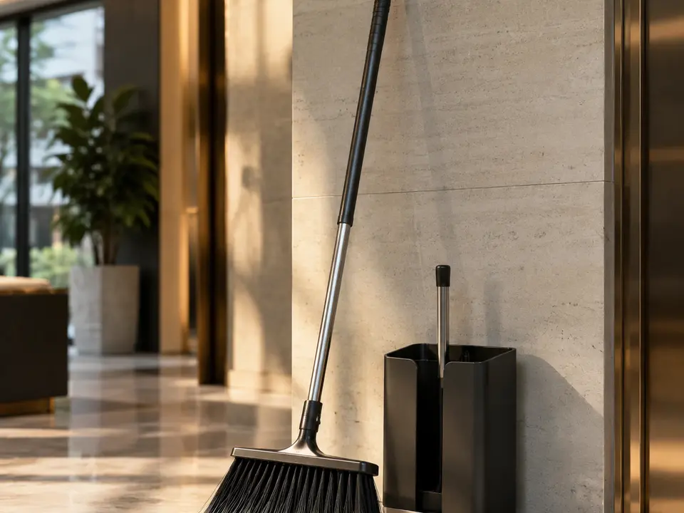 Brooms for hotel housekeeping and commercial janitorial operations