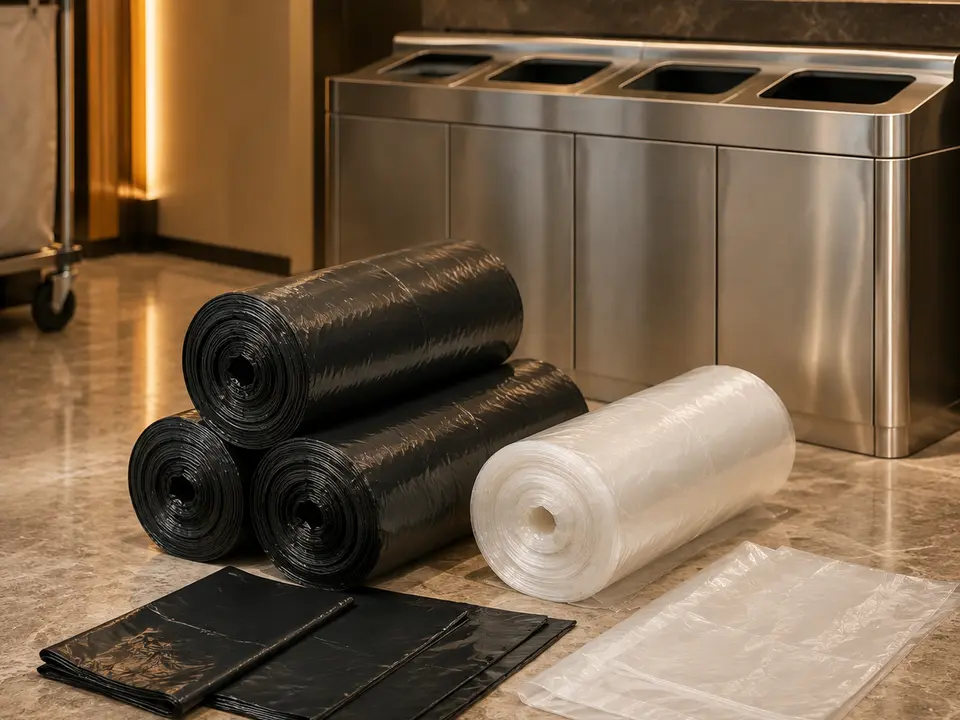 Trash Bags for hotel housekeeping and commercial janitorial operations