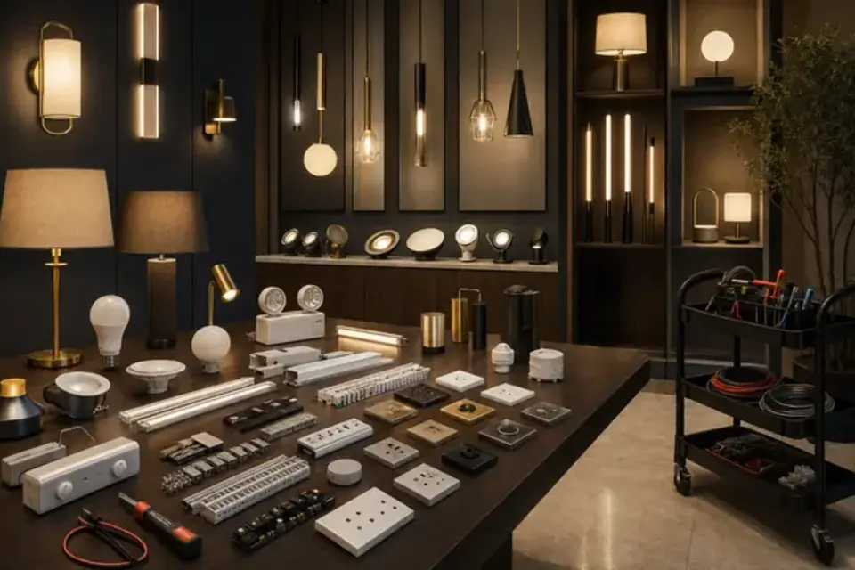 Hotel lighting and decorative surfaces requiring high-reach dusting