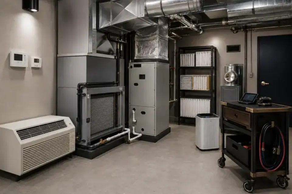 Hotel air-quality and ventilation equipment requiring scheduled surface maintenance