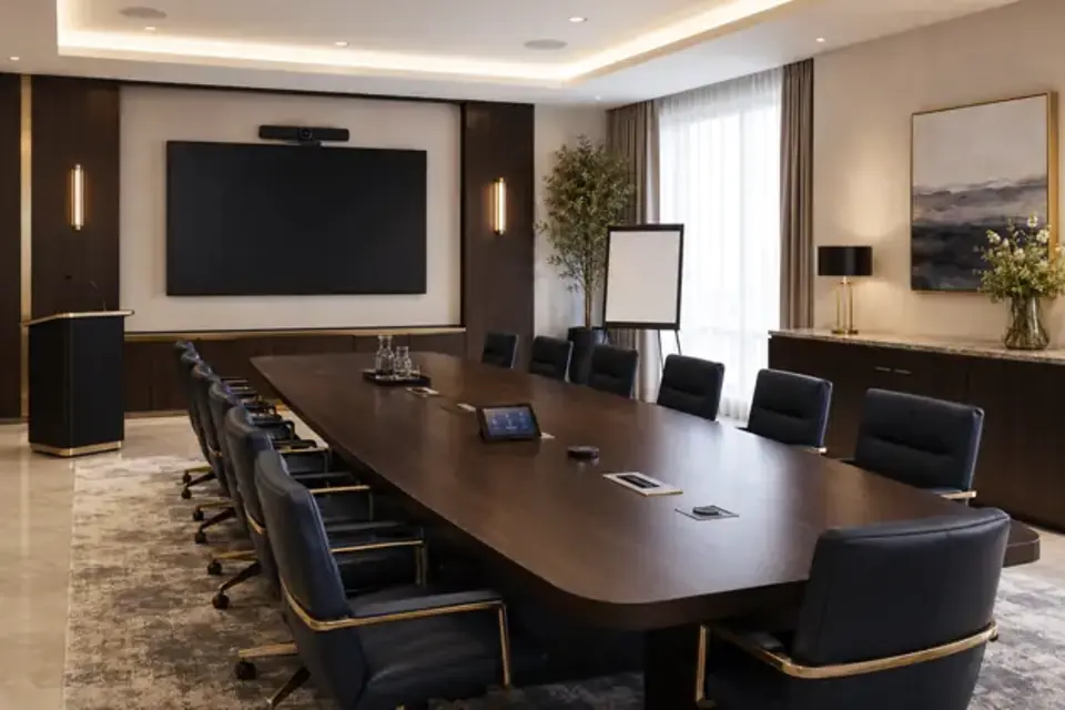 Hotel meeting room prepared for cleaning and rapid event turnover