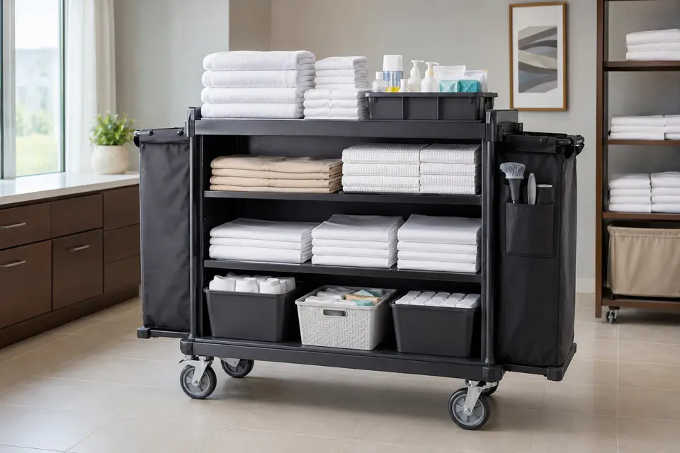 Housekeeping cart arranged for a practical capacity evaluation