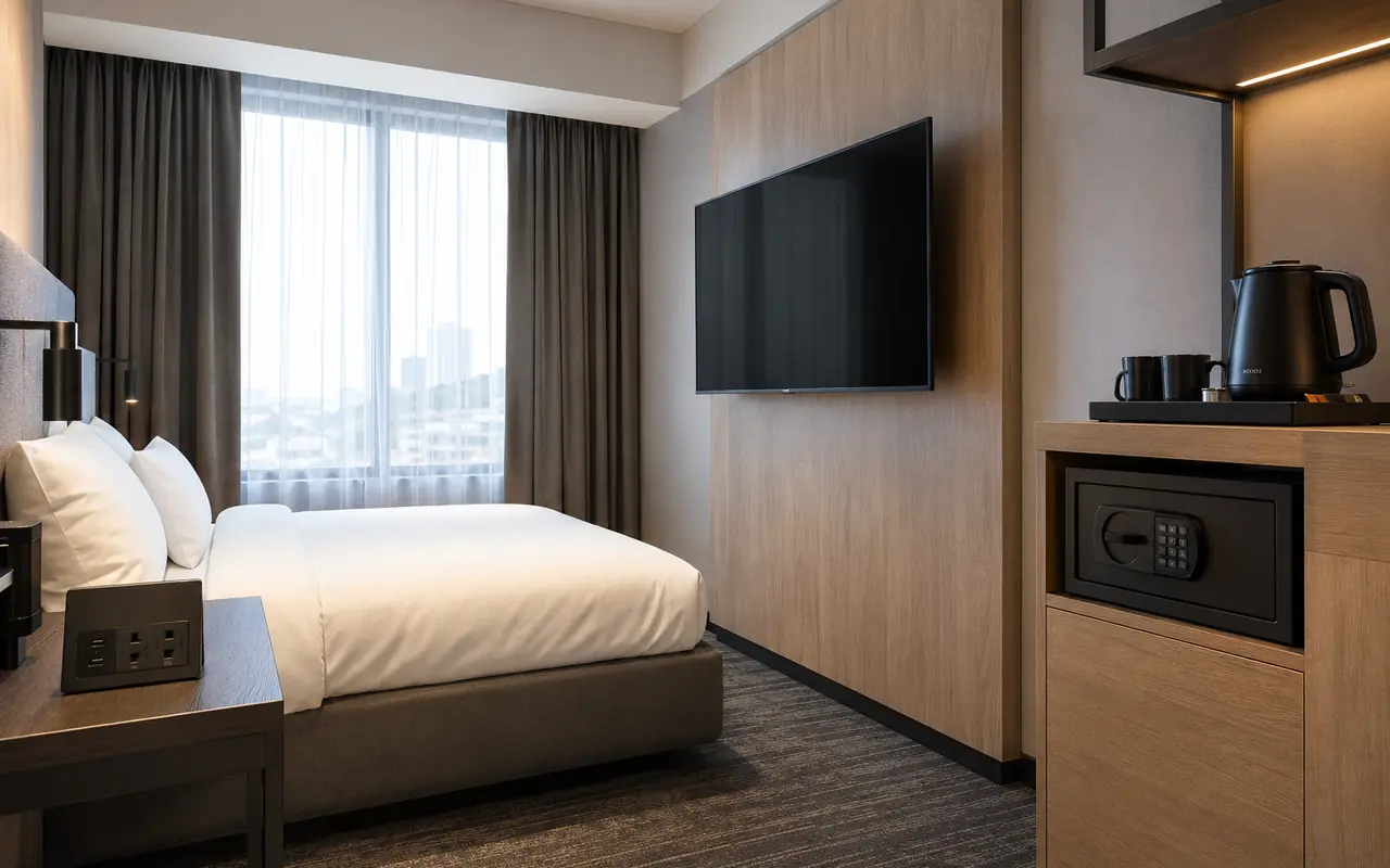 Essential hotel guest-room appliance and electronics package