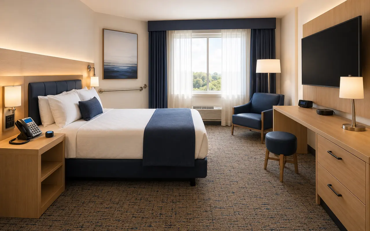 Accessible hotel room appliance and electronics package