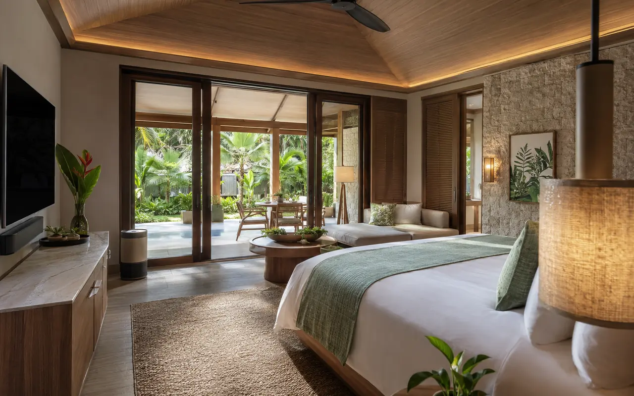 In-room appliance planning for a resort villa guest room