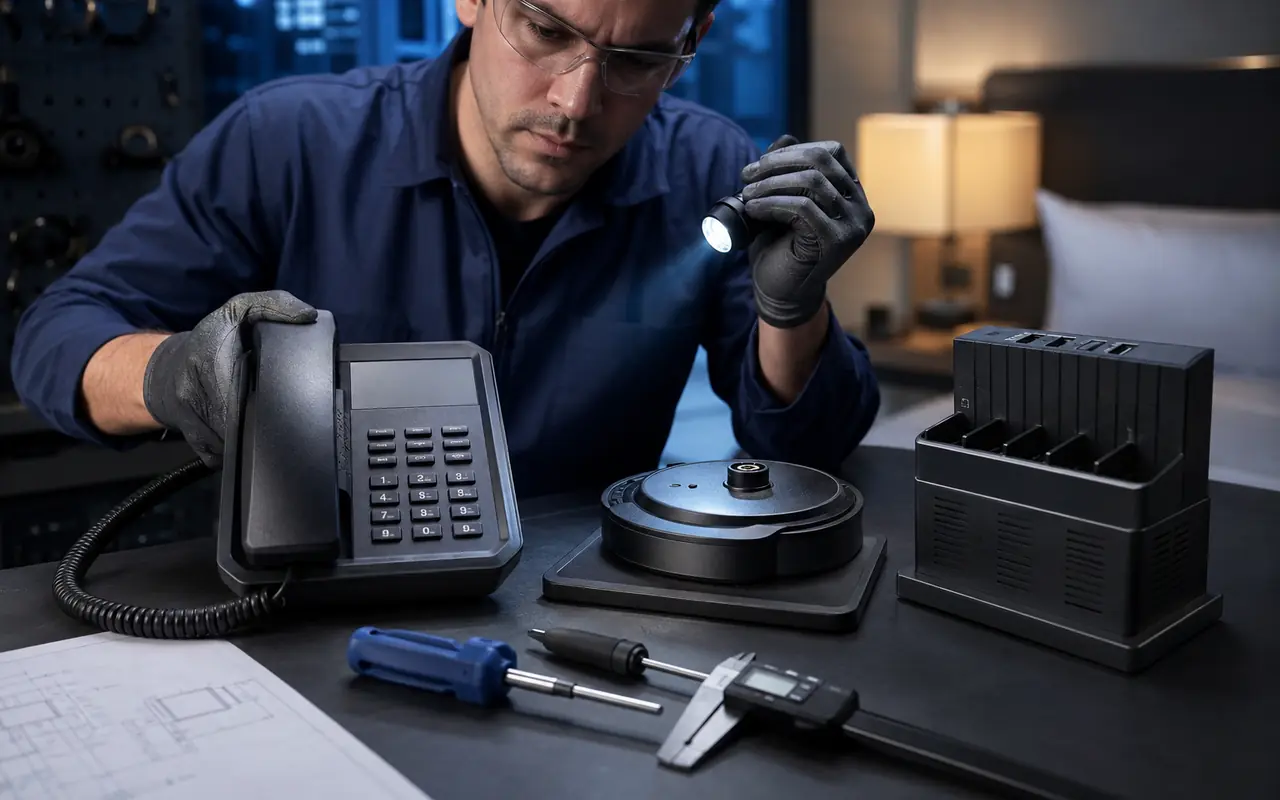 Commercial durability for hotel in-room appliances and electronics
