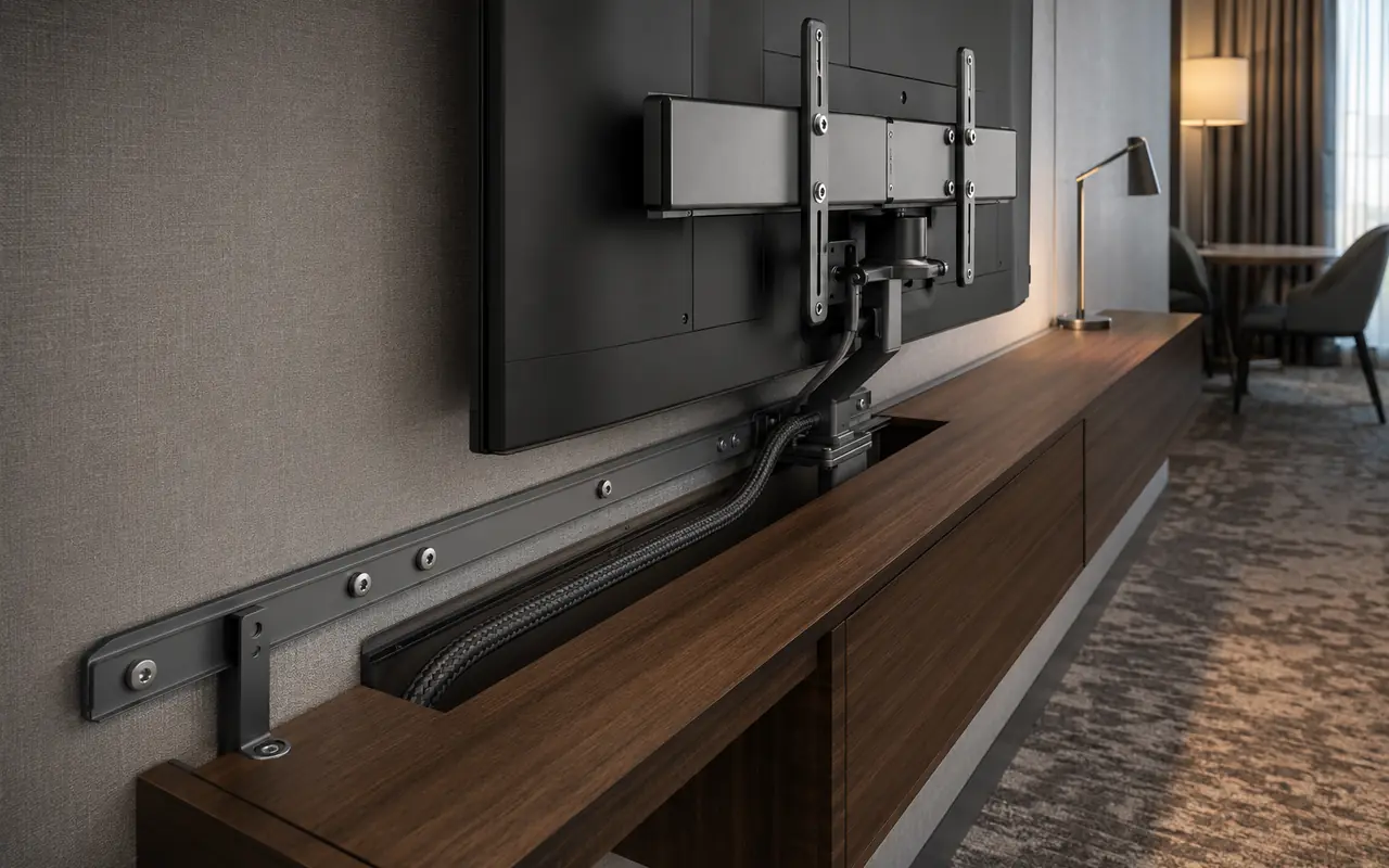 Secure installation for hotel in-room appliances and electronics