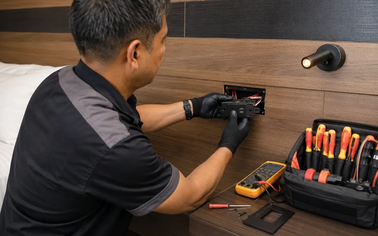 Fast maintenance for hotel in-room appliances and electronics