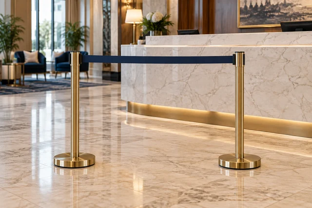 Queue stanchions and barriers