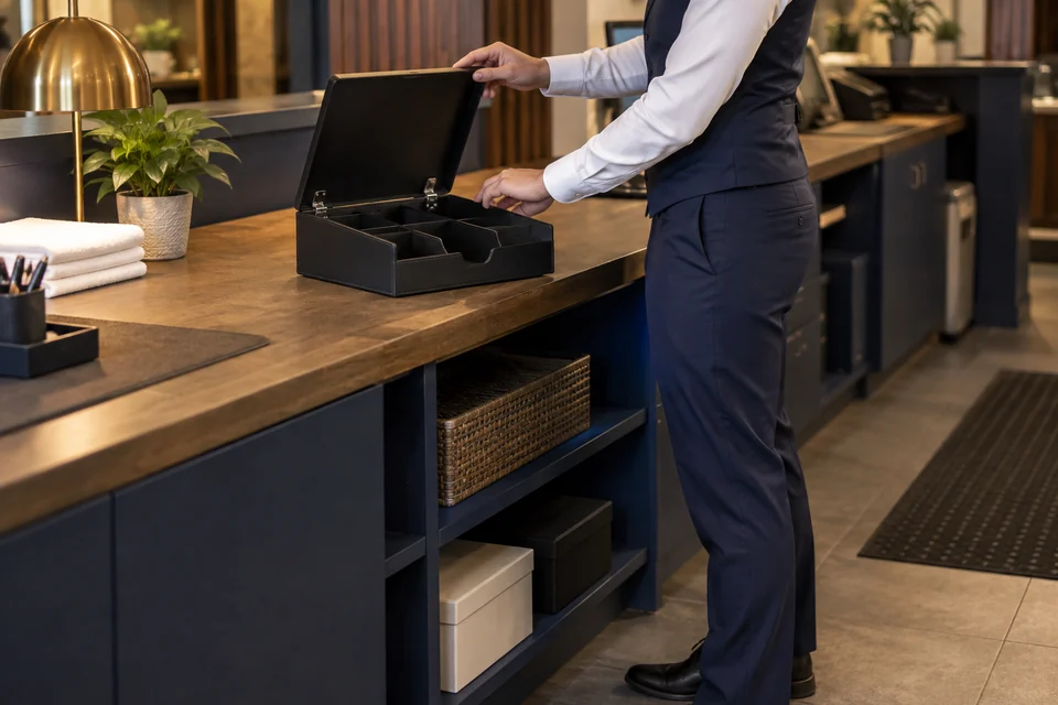 Inspection of a replacement desk organizer