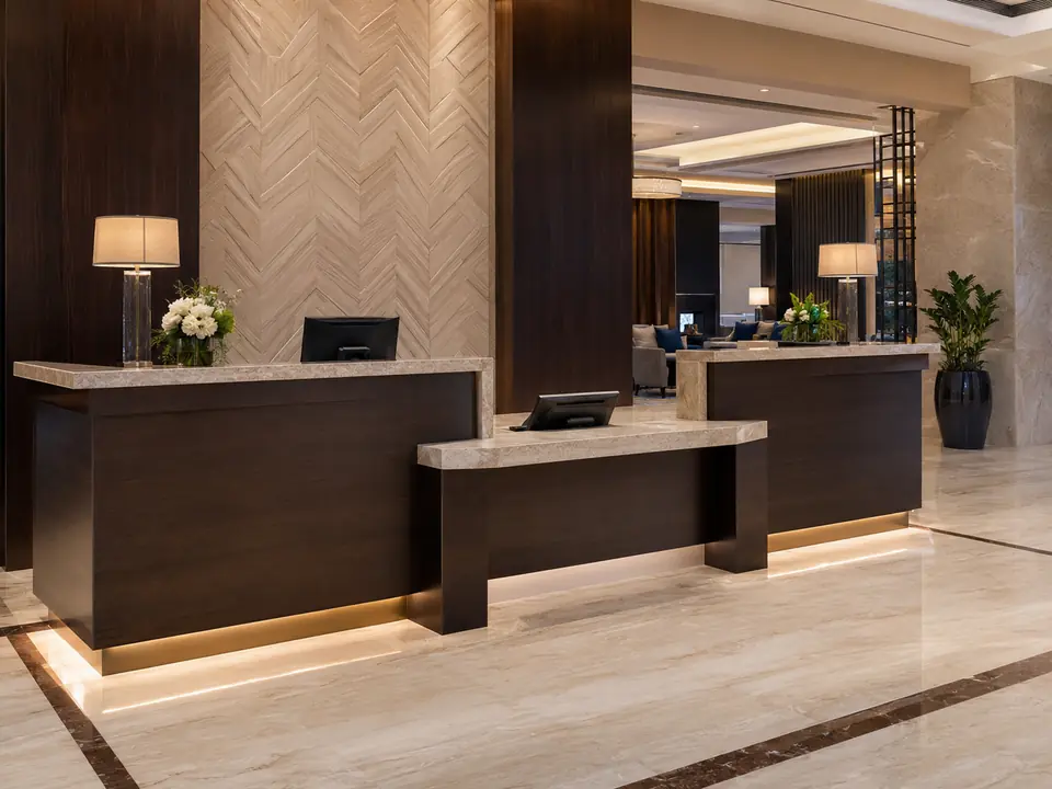 Accessible hotel reception counter position